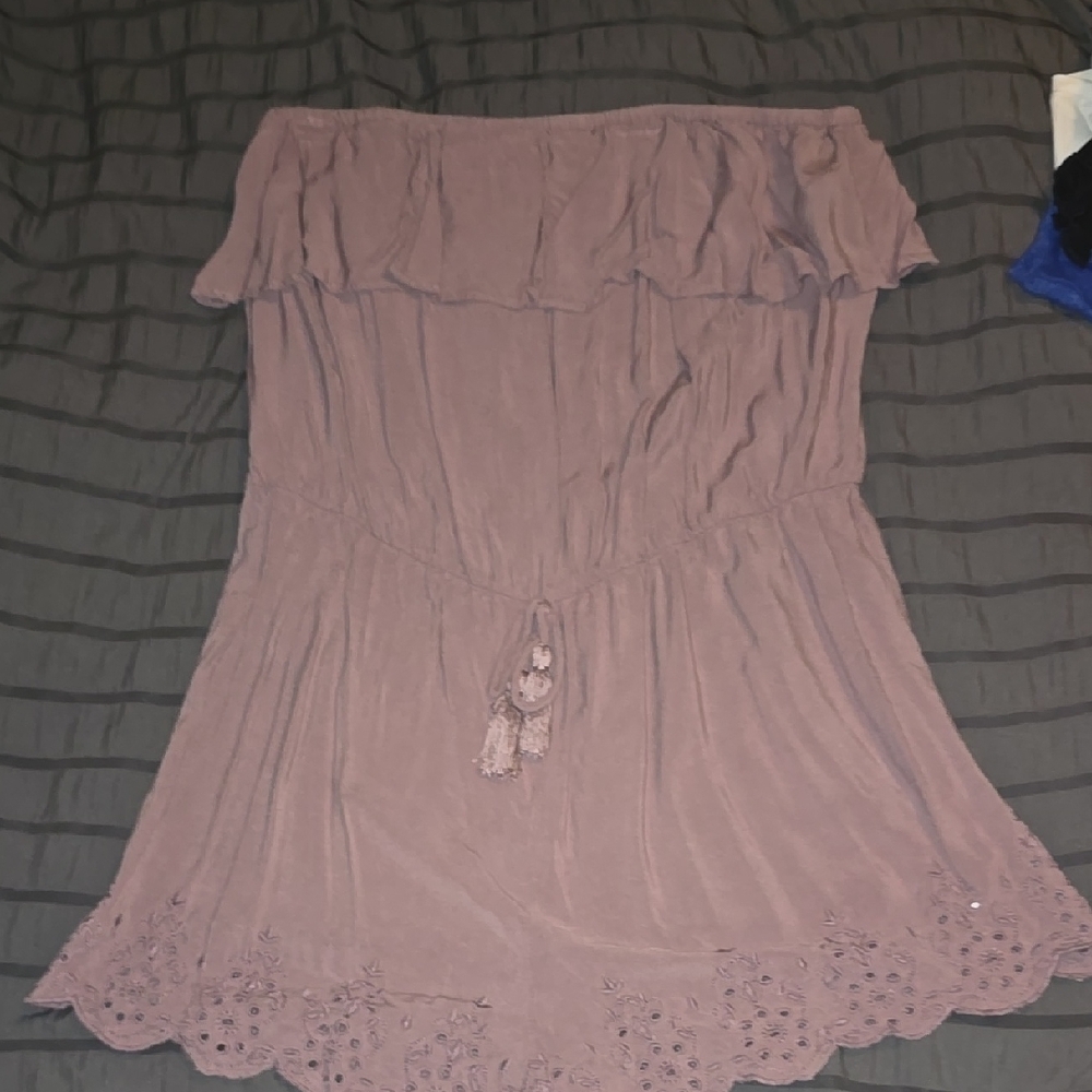 Elegant Mauve Off-Shoulder Dress